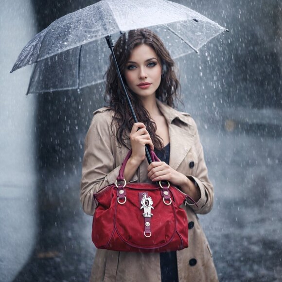 George Gina & Lucy Handbags - George Gina & Lucy All Sm; Les Maroon Plum Canvas Nylon RFID Satchel